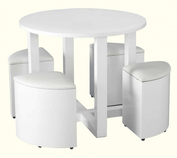 Charisma Stowaway Dining Set in White Gloss